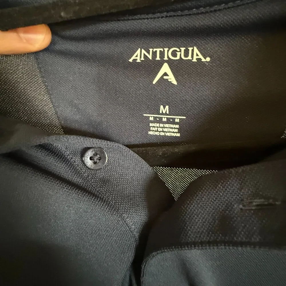 Antigua New York Yankees Polo Shirt Mens Medium Black MLB Embroidered Logo Golf
